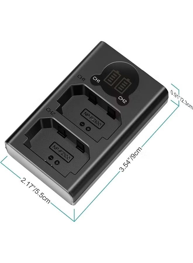 نيوير شاحن Neewer ثنائي USB لبطارية Sony NP-FZ100، متوافق مع كاميرات Sony ZV-E1 وFX3 وFX30 وA1 وA9 II وA7R V وA7S III وA7 IV وA6600 وA7C، مصمم بشاشة LCD وخيارات شحن متعددة - Image 5